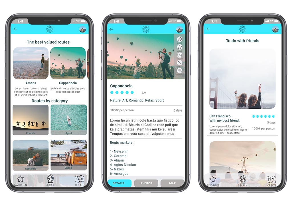 BeRoutes Mockups